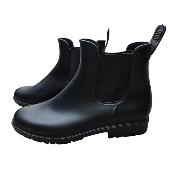 Asgard Shoes - Asgard Womens Black Waterproof Chelsea Rain Boots Matte Ankle Booties Size 9.5